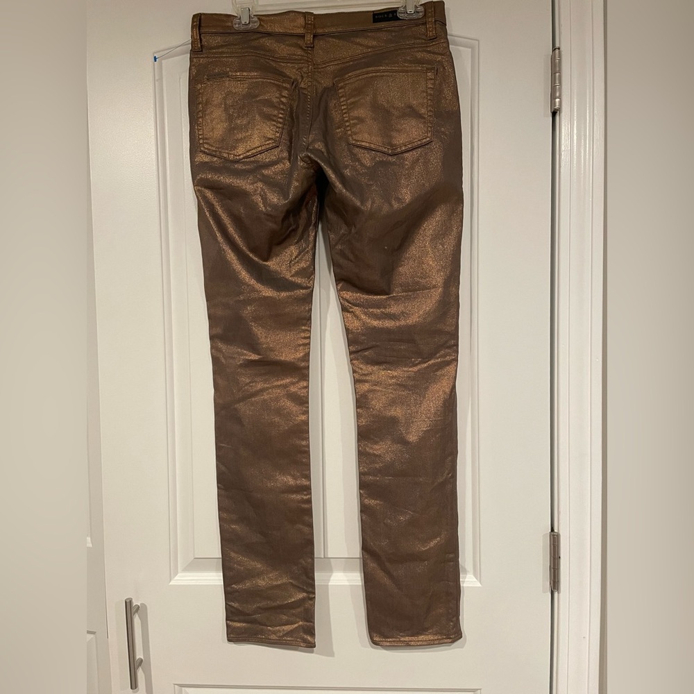 Rock and Republic Golden Metallic Skinny Jeans Size:8 - Picture 7 of 7